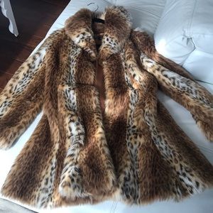Faux cheetah fur coat